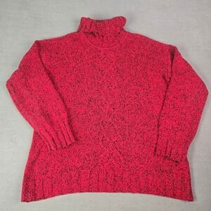 Jones New‎ York Sport Red Black Speckled Cable Knit Turtleneck Sweater XL